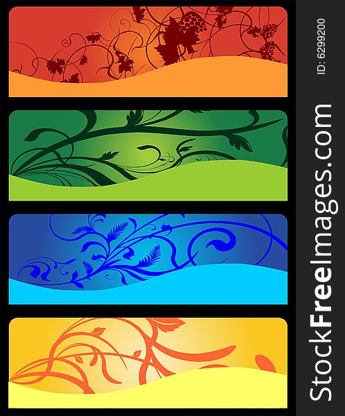 4 floral templates representing the seasons. 4 floral templates representing the seasons