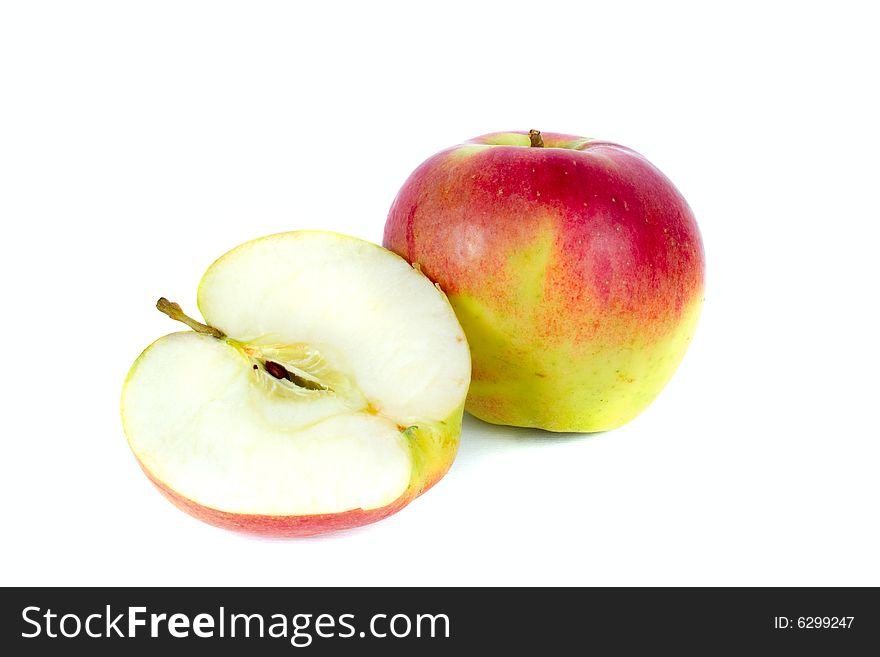 Two apples photo on the white background