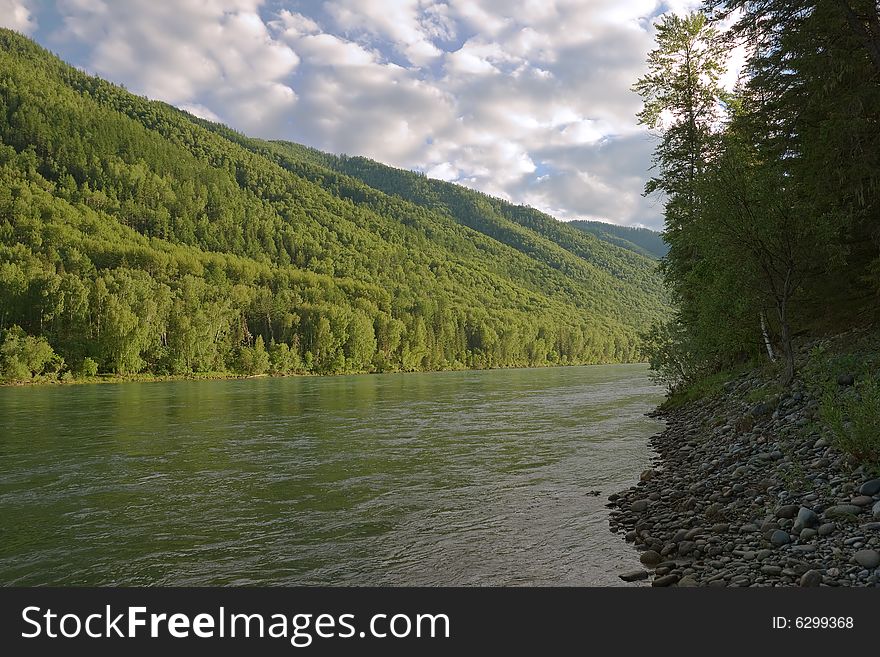 Katun river in the Altai mountains. Katun river in the Altai mountains