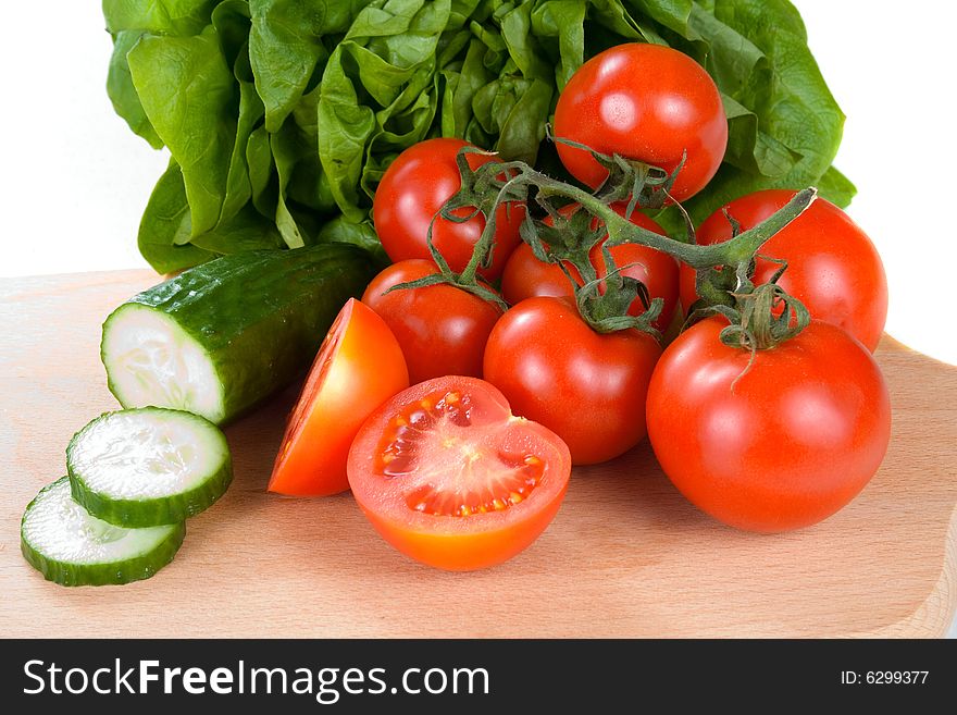 Fresh vegetables on the board to cutting