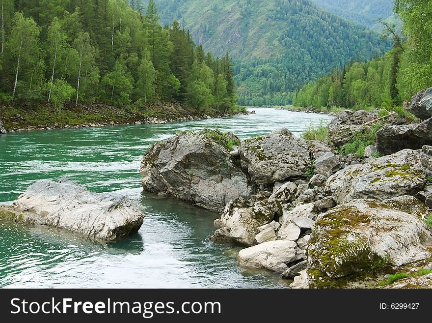 Katun river in the Altay mountains. Katun river in the Altay mountains