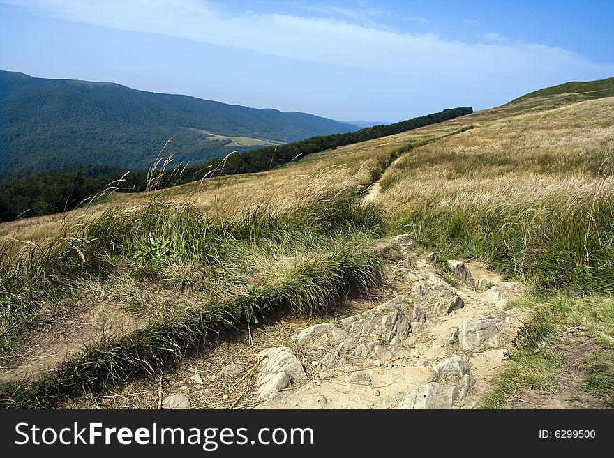 Tourist trail in mountains