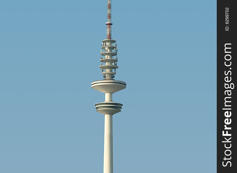 The television tower (Heinrich-Hertz-Turm) of the german city Hamburg between the districts Altona and Sankt Pauli. The television tower (Heinrich-Hertz-Turm) of the german city Hamburg between the districts Altona and Sankt Pauli