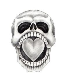 Art Skull Heart Tattoo. Royalty Free Stock Photos