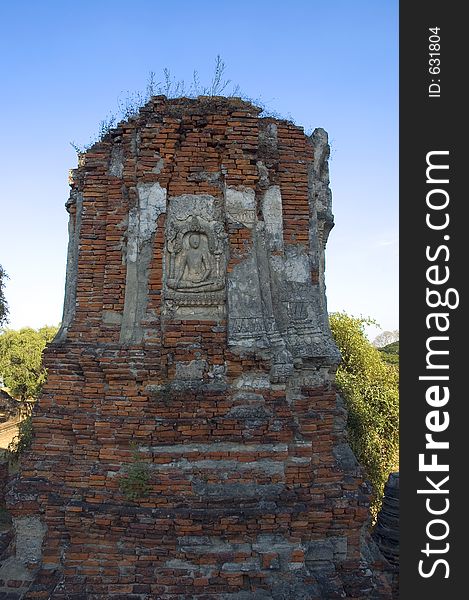 Buddha Carving on Wall at Wat Phra Ram, Ayutthaya (Thailand)