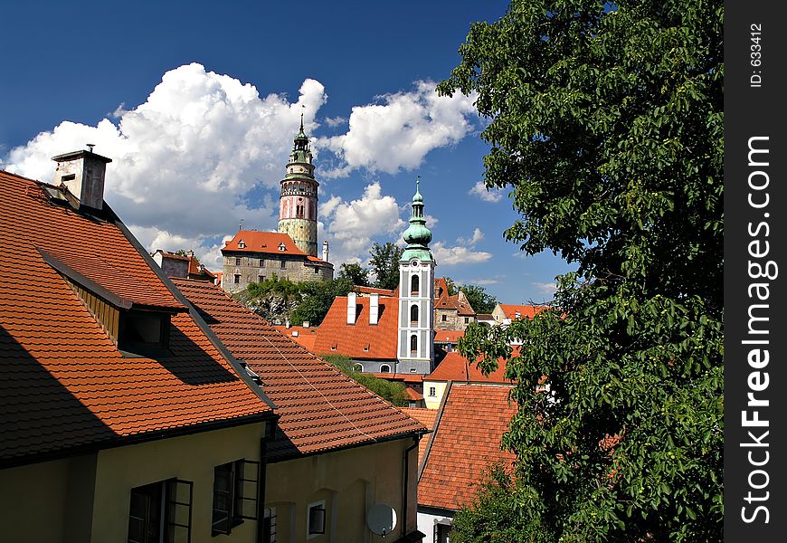 View of Czech old town of Cesky Krumlov. View of Czech old town of Cesky Krumlov