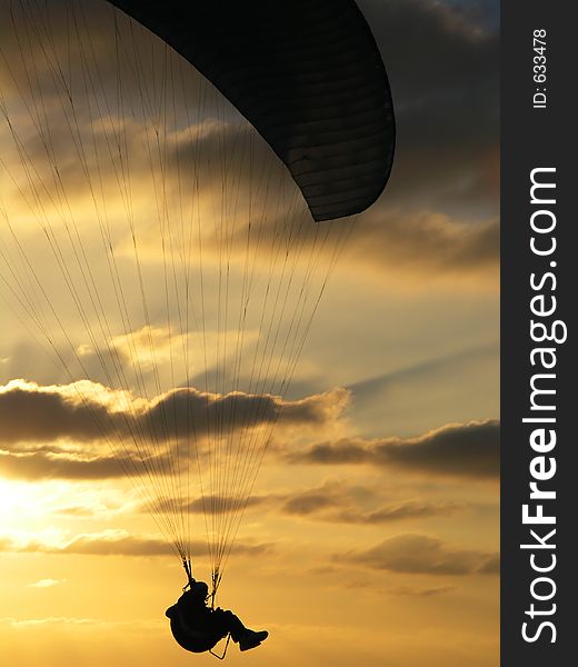 Hang Glider In Sunset, Close
