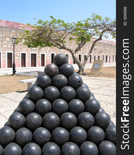 Old cannon bullets from La Cabaña fortress in Havana.