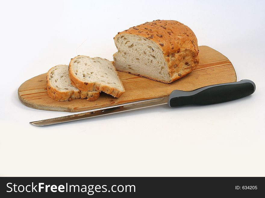 Sliced bread on white