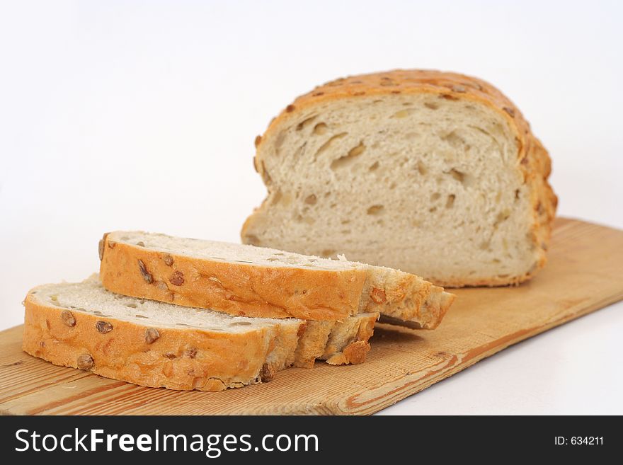 Sliced bread on white