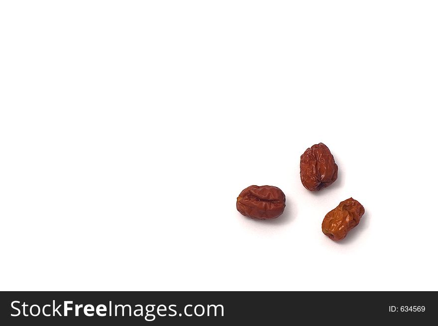 3 Red Dates against white background