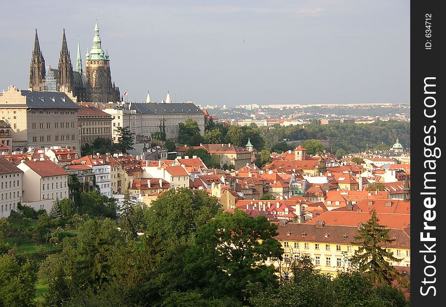 View on Prague with St Vitus cathedral