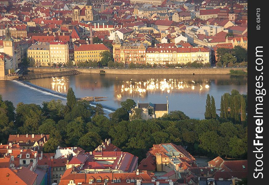 View on Prague with the river Vltava