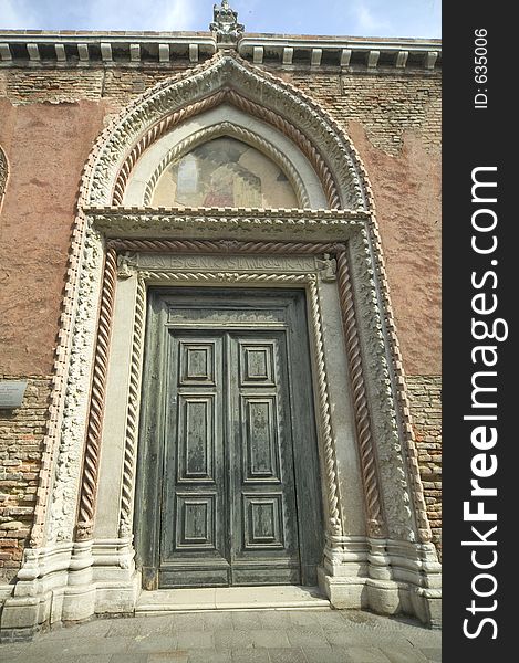 Portal of the church of Venice,Italy
