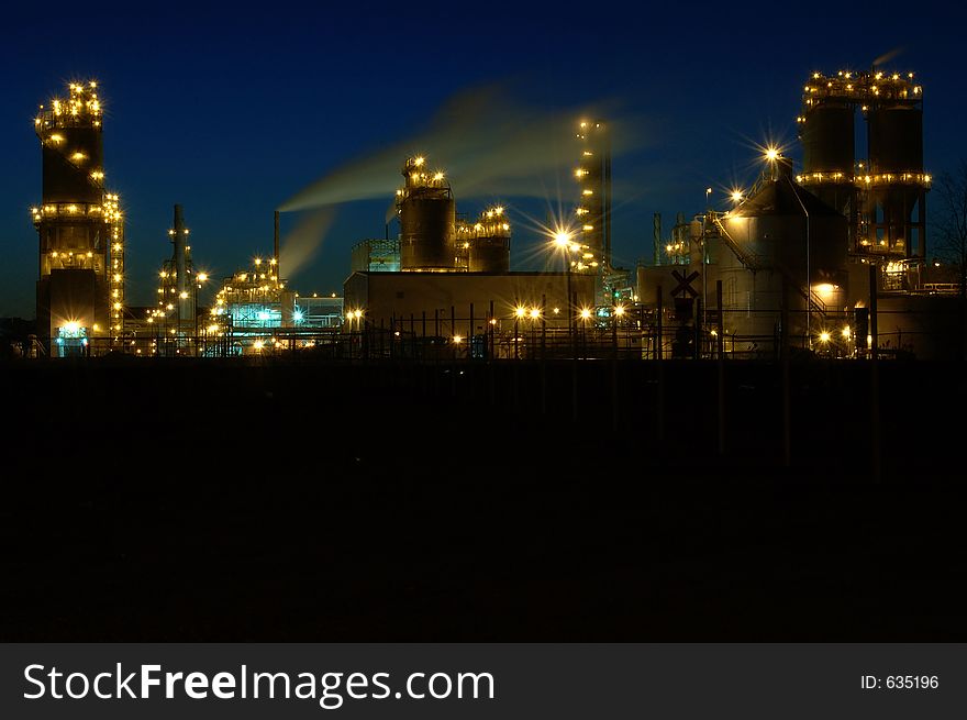 Refinery at night in Montreal A3