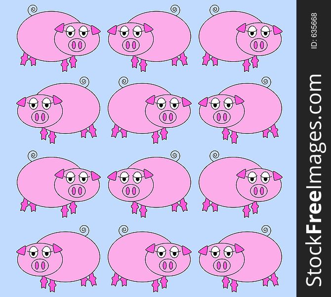 Pink pig background on blue - additional ai and eps format available on request