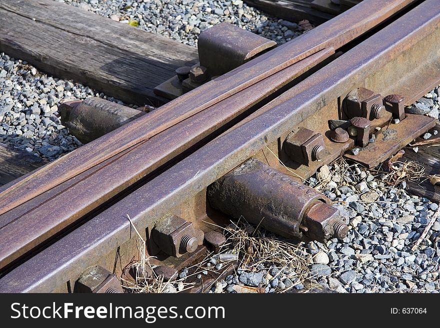 Old rusty rail close-up