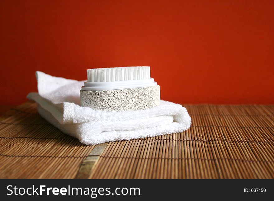 Pumice Brush And Towel At A Spa - Health And Beauty