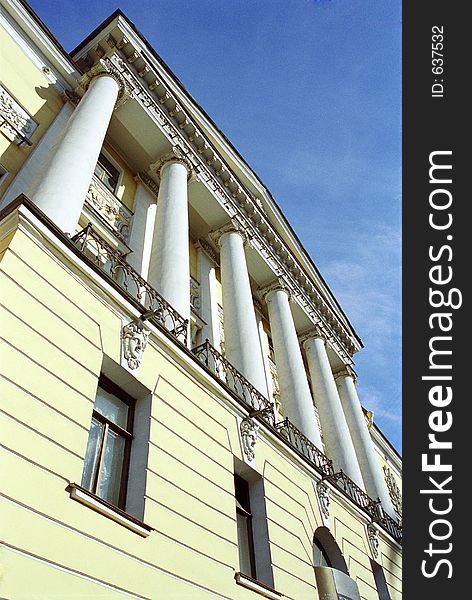 Yellow building and blue sky