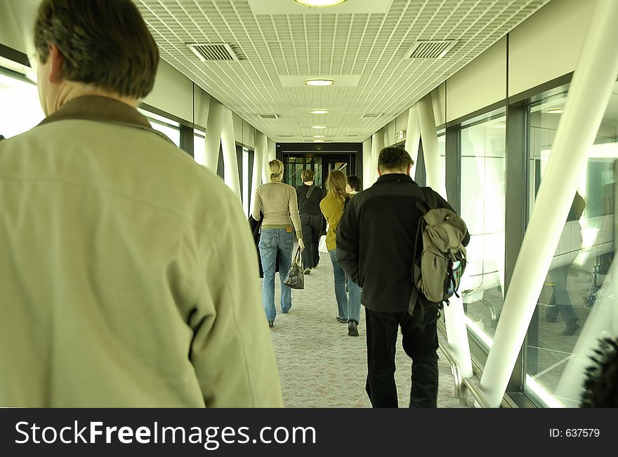 Arrival - From Airplane To Airport Through Corridor