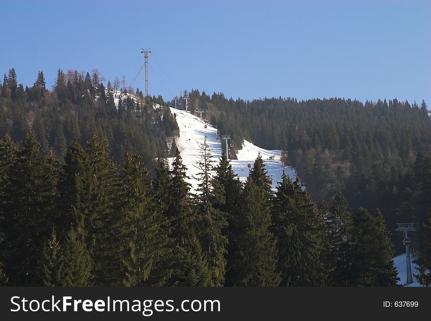 Mountain Funicular in a sky resort