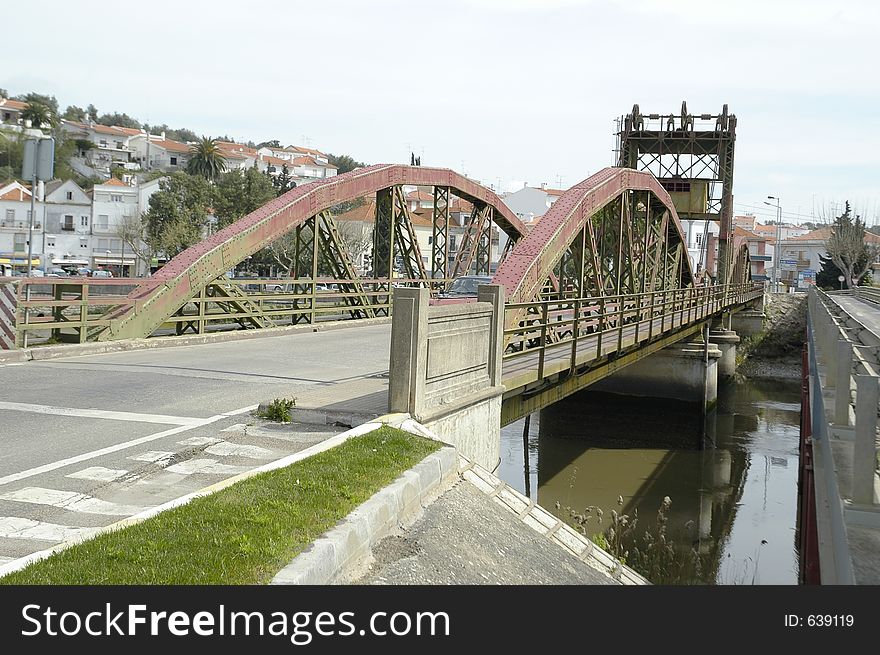 Old bridge over Sado River, at Alcacer do Sal, southern Portugal, E.U.