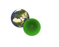 Planet Earth And Sphere Of Grass Royalty Free Stock Photos