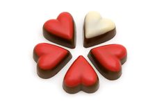 Chocolate Red And White Hearts Stock Photography