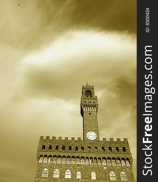 Beautiful monochrome of Palazzo Vecchio in Florence - Tuscany. Beautiful monochrome of Palazzo Vecchio in Florence - Tuscany