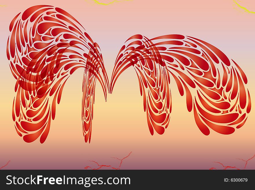 Vector ilustration abstract background with red sunset sky in the background.