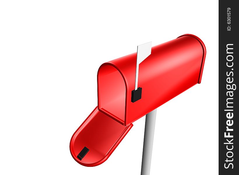 Mailbox red on white background