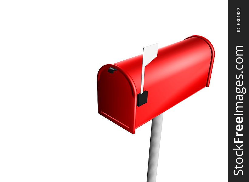 Mailbox red on white background