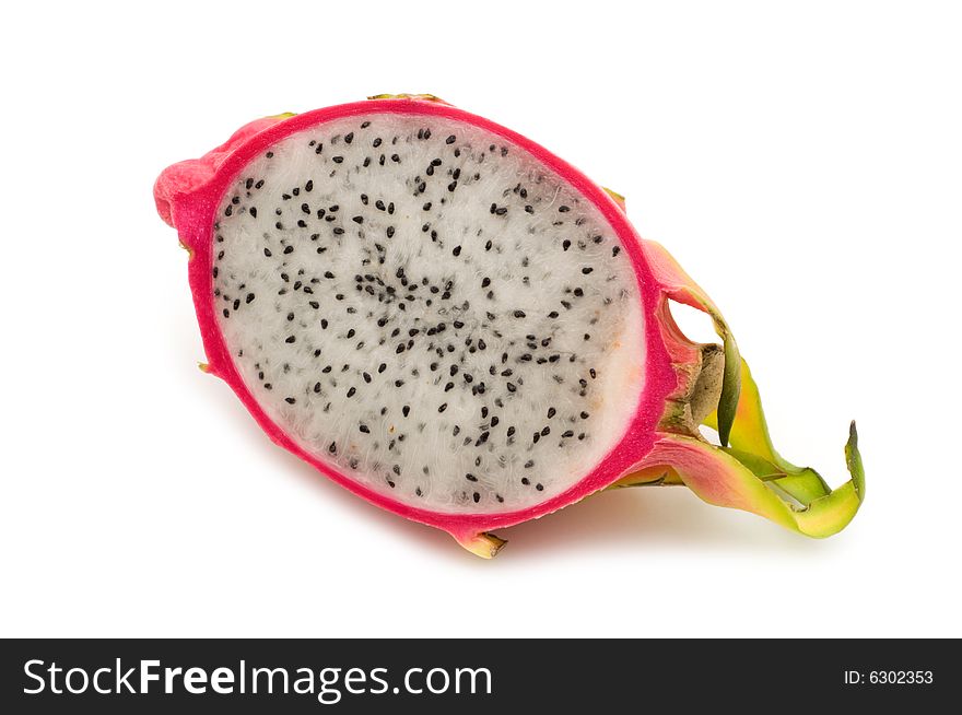 Slice pitahaya on white background