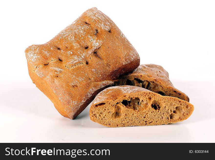 A view with Bread over white background