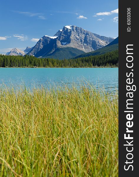 Summer beautiful lake view with mountain in Canadian Rockies. Summer beautiful lake view with mountain in Canadian Rockies