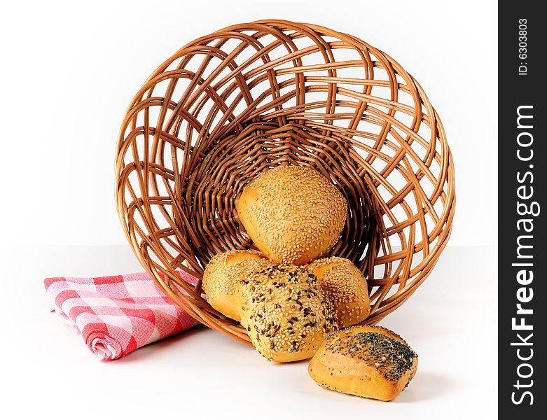 A view with bread over white background