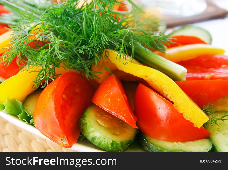 Close up of fresh vegetables on plate