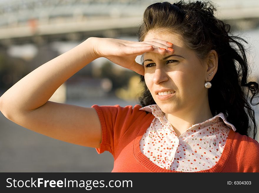 Woman Looking At River Water