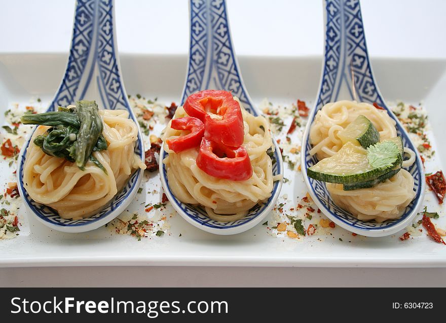 Japanese soba noodles with some vegetables. Japanese soba noodles with some vegetables