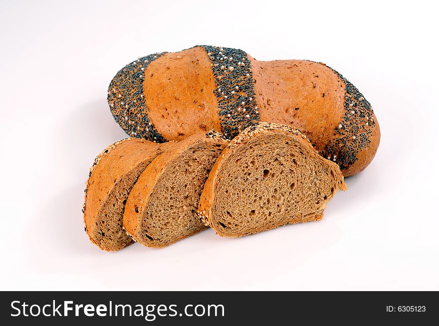 A view with Bread over white background