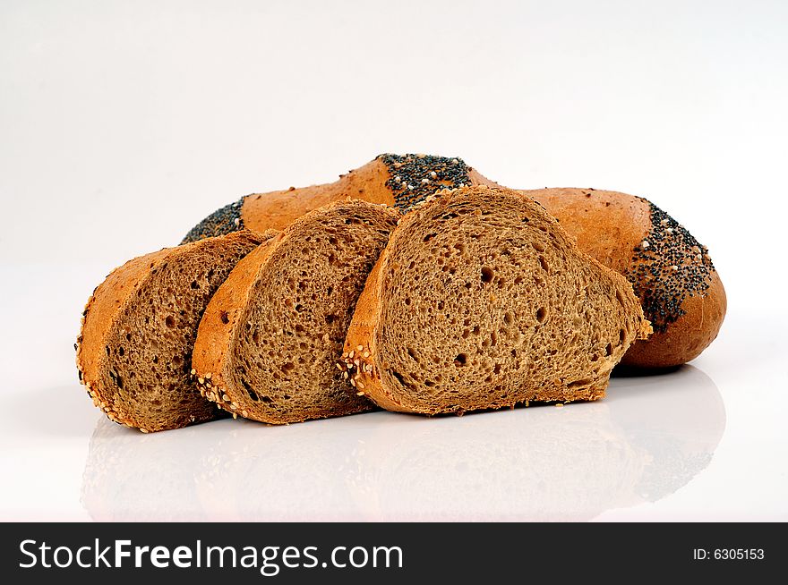 A view with bread over white background