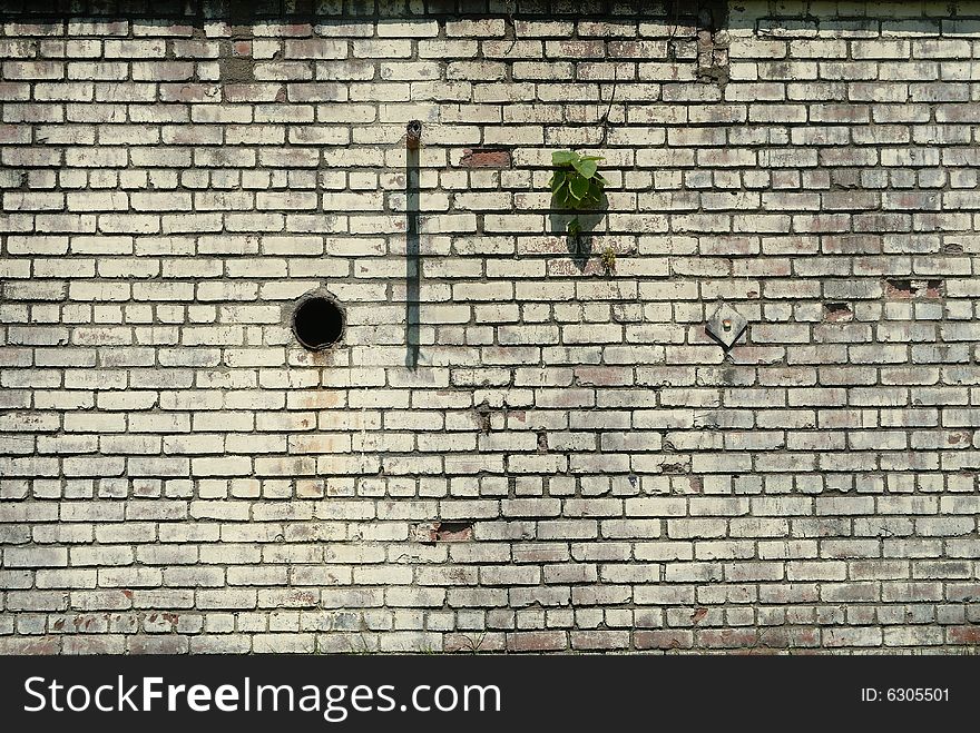 Close up of white stained and weathered brick wall. Close up of white stained and weathered brick wall.