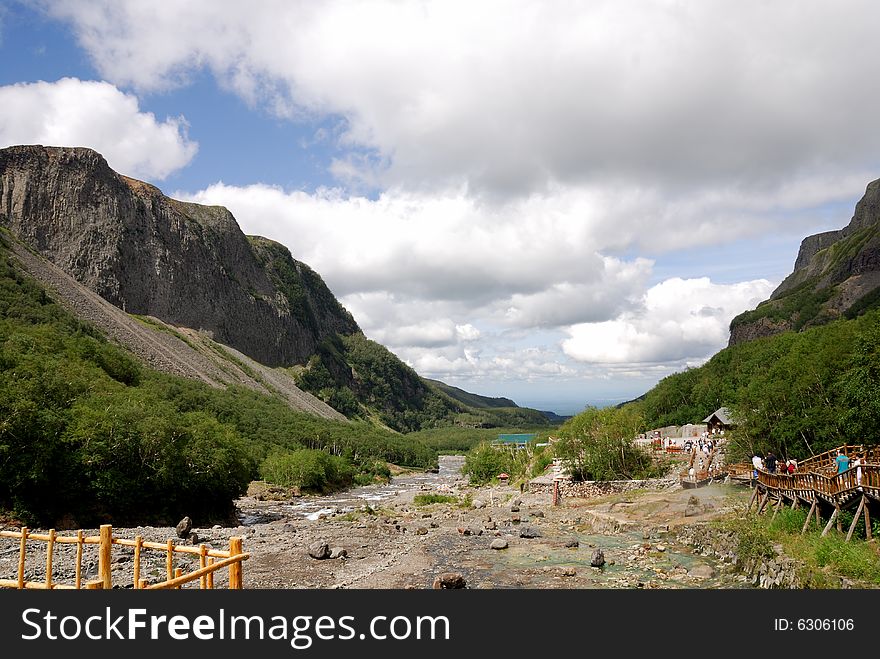 The hot spring near Changbai Waterfall