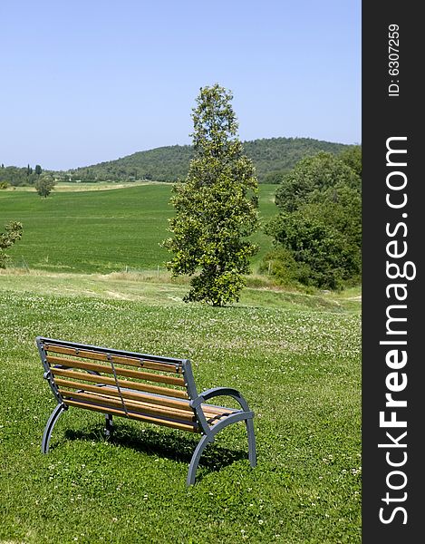 Vally in tuscany landscape on summer whit chair. Vally in tuscany landscape on summer whit chair