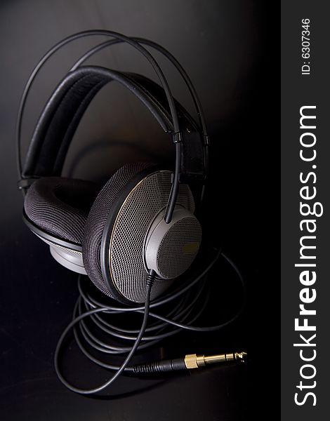 Professional hi-fi headphone on dark background