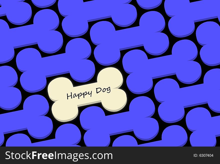 Dark blue bones for a dog on a black background. Dark blue bones for a dog on a black background