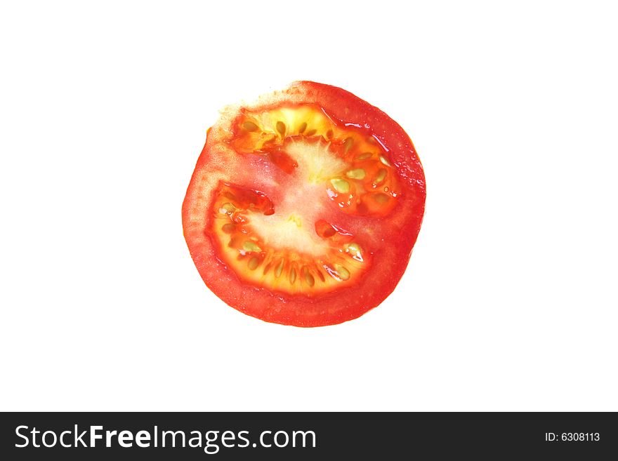 Tomato slice isolated on white