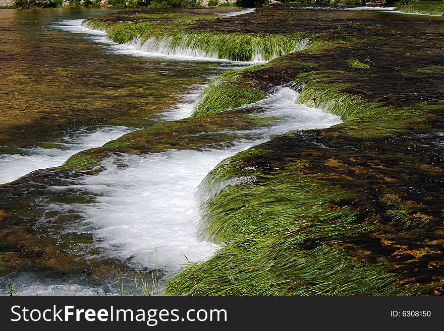 Cascade of waterfall in the national park Krk, Croatia