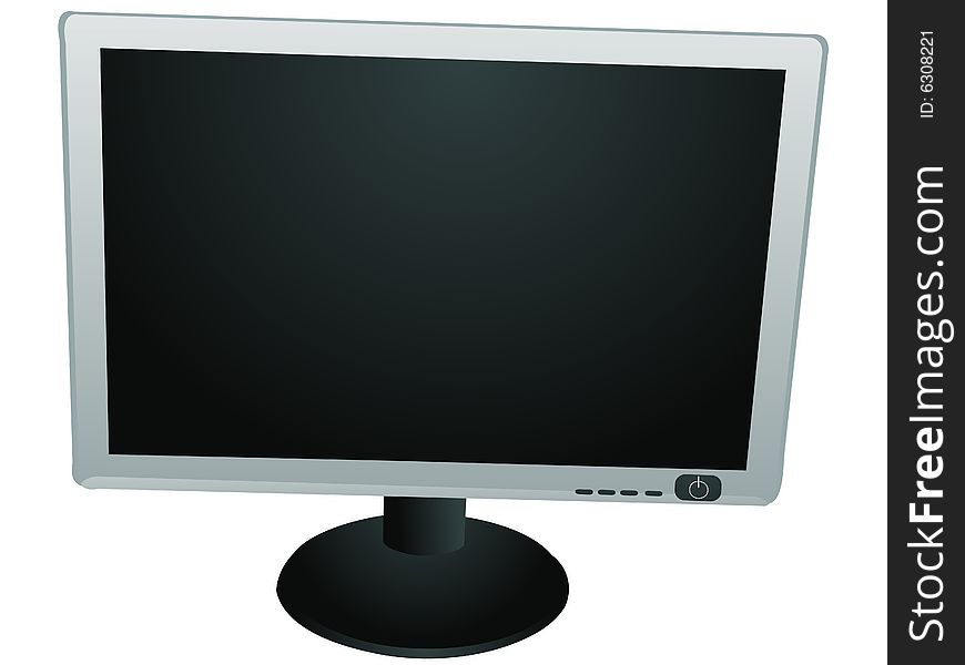 Flat monitor on isolated white background