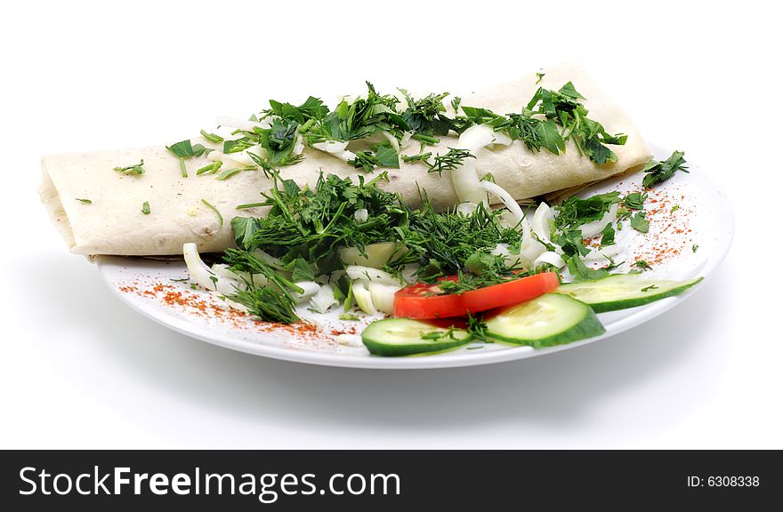 Meat in Pastry Isolated over White